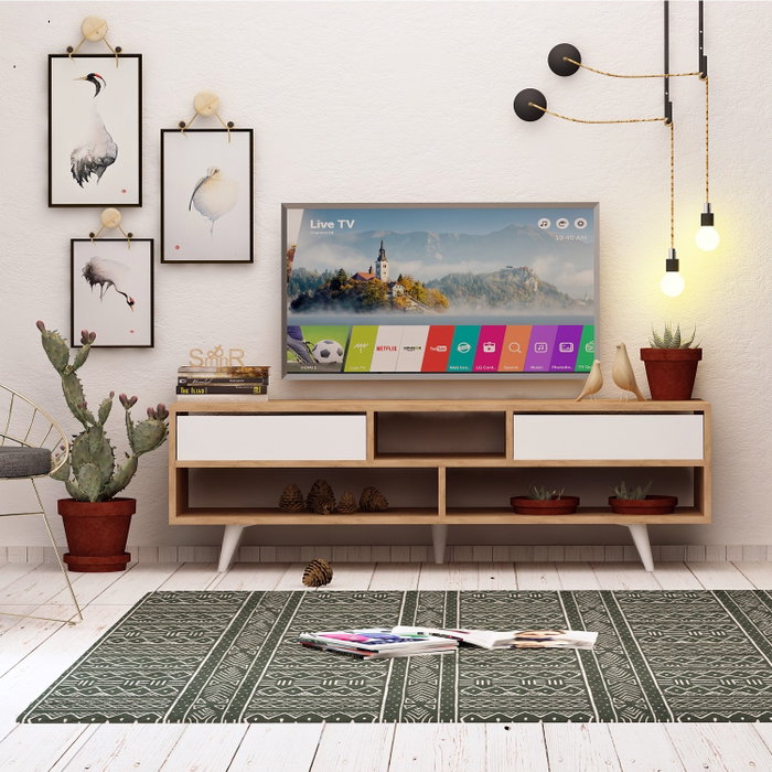 Hanah Home Glasgow Soporte de TV Roble y Blanco Hanah Home Glasgow Soporte de TV Roble y Blanco